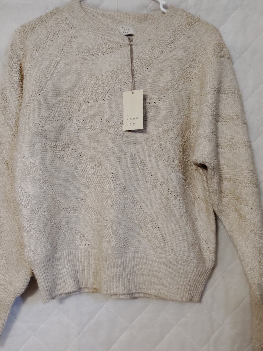 a new day Cream Textured Crewneck Sweater